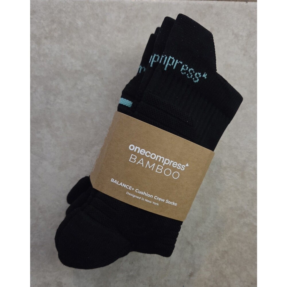 Onecompress Bamboo Balance & Cushion Crew Socks Black Size XSS